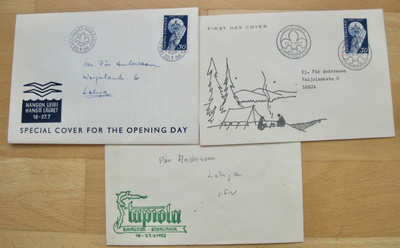 3 VANHAA Ensipäiväkuorta FDC Partio 1953-1958 Hanko Tapiola
