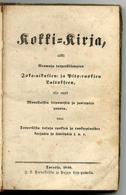 Kokki-kirja (1.p., 1849)
