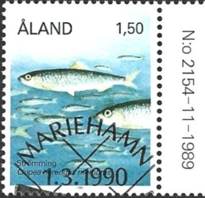 Åland 1990 Kaloja 1,50 mk välilöpari numero EPL Lape 038