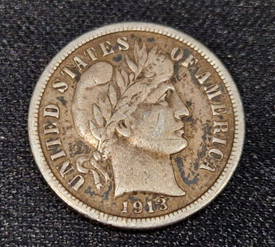 USA Barber dime 1913