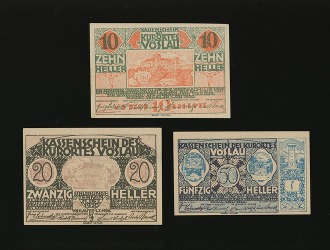 Itävalta 10, 20, 50, Heller, Vöslau 1920