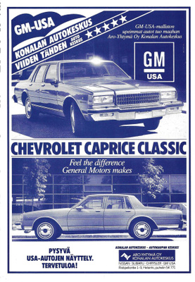 1988 Chevrolet Caprice Classic esite - suom - KUIN UUSI