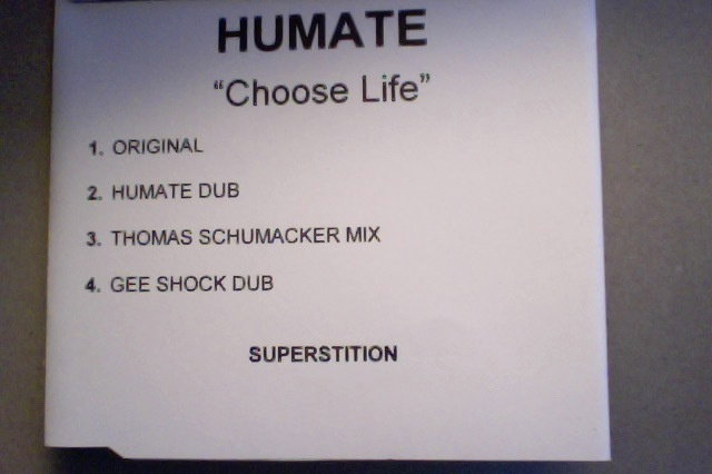 HUMATE  ::  CHOOSE LIFE :: 4 VERSIONS  CD  MAXI PROMO  2000