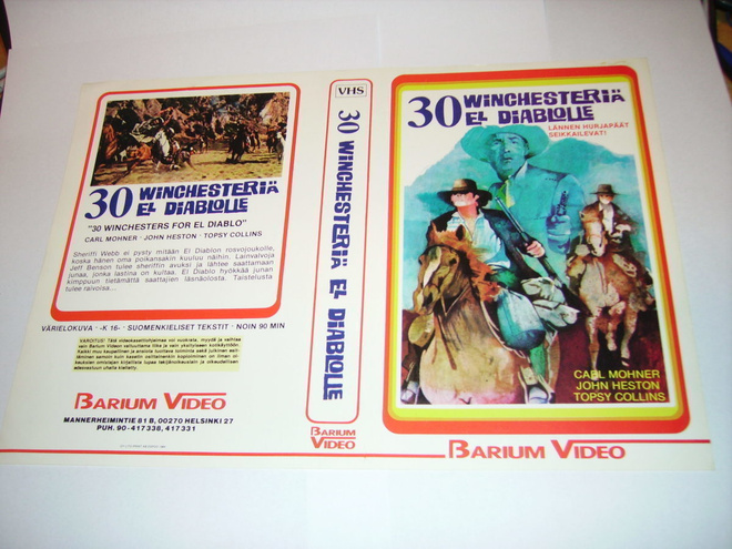 Vhs kansipaperi Fix -  30 WINCHESTERIÄ EL DIABLOLLE (Sis.pk)