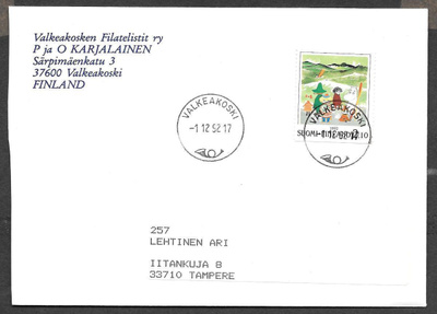 Postilähetys (LAPE 1187 ) Valkeakoski 1.12.1992