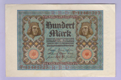 Saksa 100 Mark Reichsbanknote v.1920 P-69