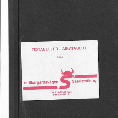 Aikataulut, Saaristotie, 1992