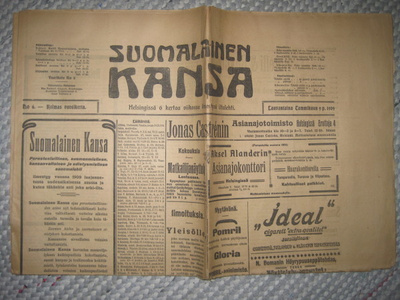 Sanomalehti  Suomalainen Kansa  9.1.1909