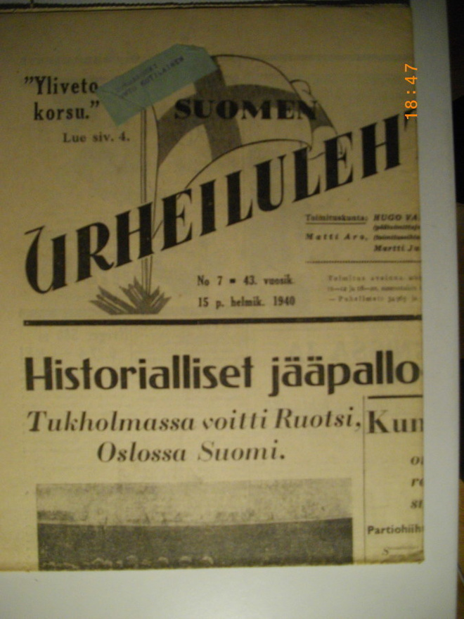 Suomen Urheilulehti Nro 7/1940 (16.3)