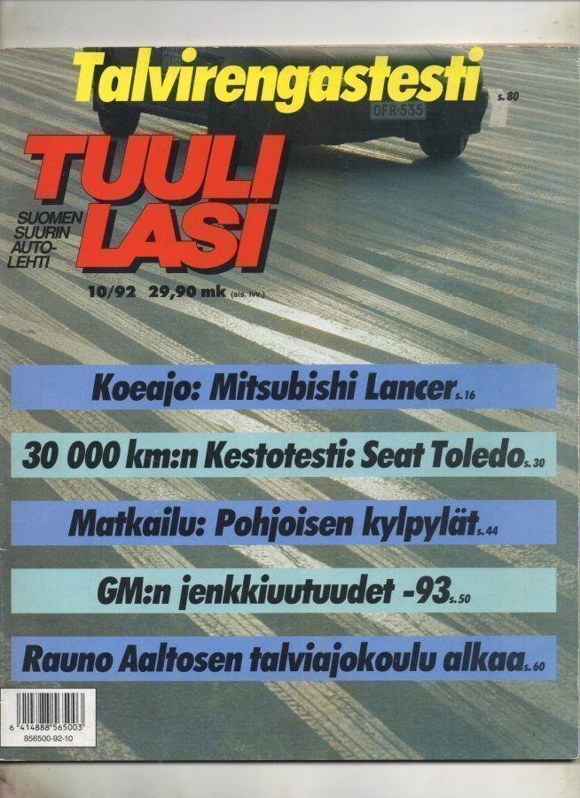 Tuulilasi n:o 10 1992 Talvirengastesti.  General Motors.