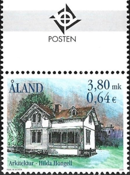 Ål 2000 Arkkitehtuuria 3,80 mk välilöpari logo ** LaPe 179