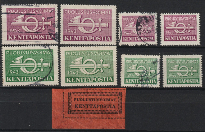 1941-44 Kenttäpostimerkkejä leimaamattomana ja leimattuna
