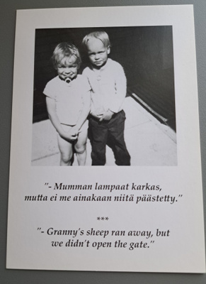 lapsia,tyttö ja poika,mustavalk. uusi kortti