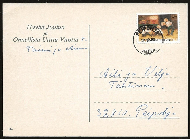 Joulupostimerkki 0,60mk (1980) Peipohja kaunis