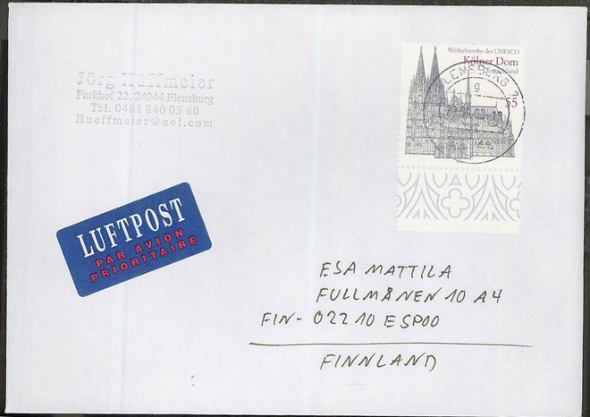 Saksa 2003 Kölner Dom kirje Suomeen