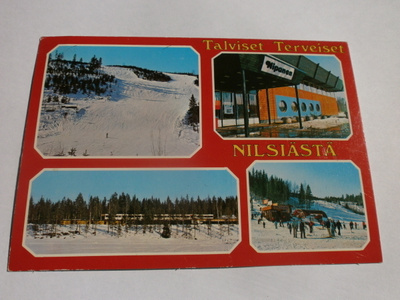 Nilsiä, laskettelukeskus, nelikuvakortti, p. 1989