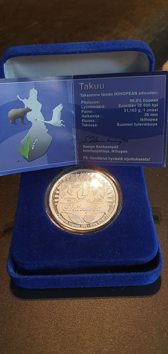 Ikihopea, Suomen tulevaisuus. Hopea. Unssi