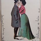 Pariskunta suuteloi julkisesti, vanha piirrospk, p. 1905 - pikkukuva 1