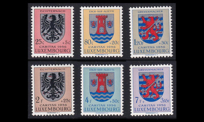 Luxemburg 561-6 ** Caritas vaakunoita (1956)