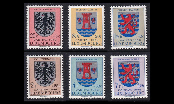 Luxemburg 561-6 ** Caritas vaakunoita (1956)