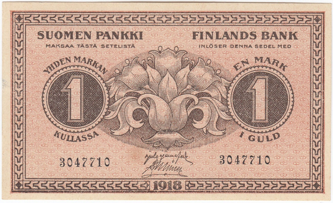1 Markka 1918, 7 numerolla, kl.8-9