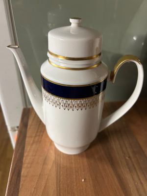 Weimar Porzellan "Eleganz" kahvikannu, koboltti / kultaus