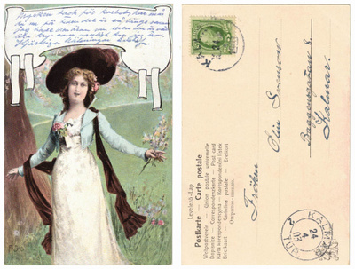 Vanha kortti, nainen, vuodelta 1903