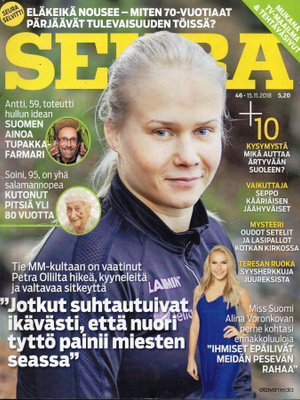 Seura n:o 46 2018 Petra. Miss Suomi. Soini. Kotkan Pyhän Nik