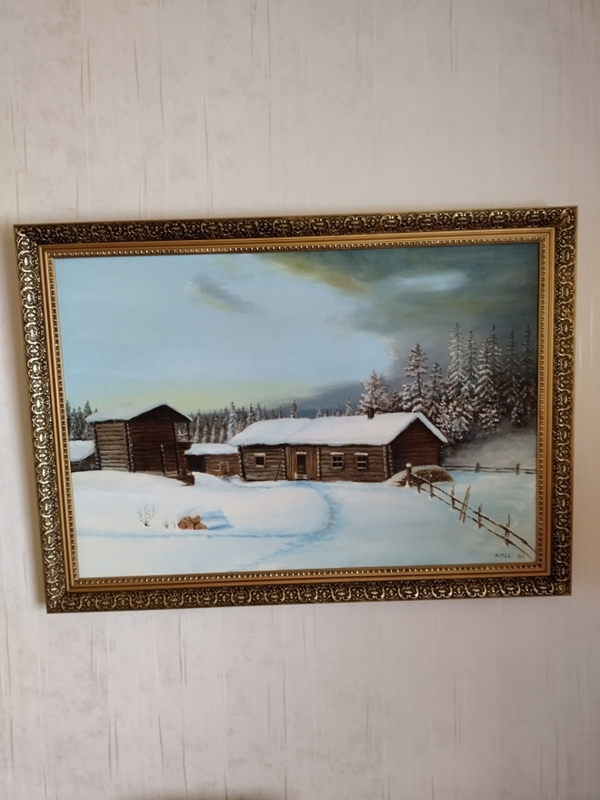 Öljyvärimaalaus v. 1985 porilainen Heikki Mäki