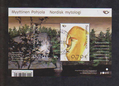 BL51 Pohjola 2008 ilmestymispäivän leimattu blokki.
