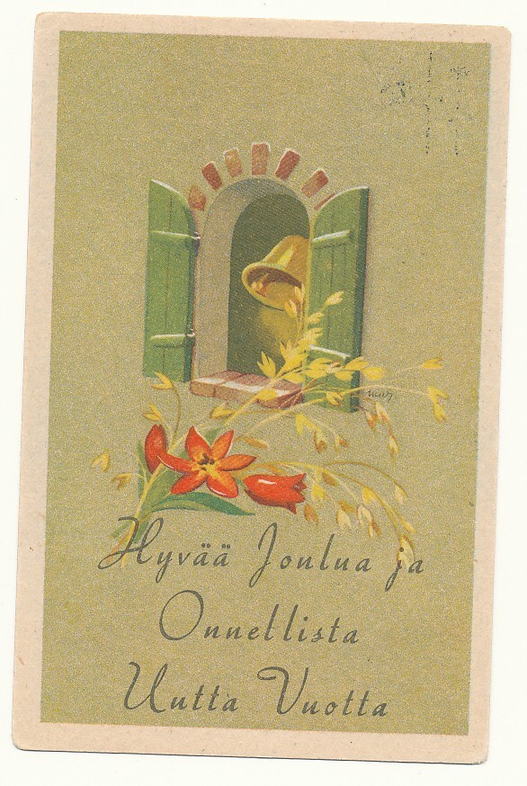 Martta WENDELIN - vanha joulukortti - kulk. 1954