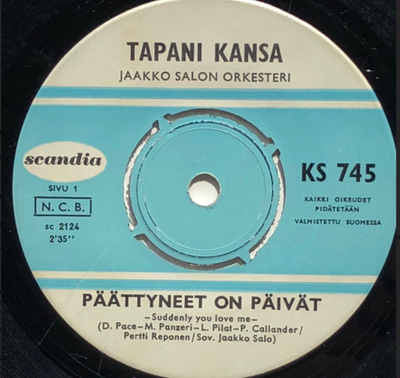 TAPANI KANSA: Päättyneet on päivät * Delilah * FIN 1968