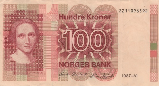 (B0082) NORWAY, 1987. 100 Kroner. P-43c. VF