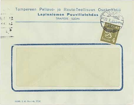 M30 1945 4mk oliivi paikalliskirjeellä