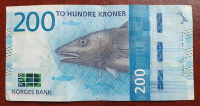 Norja 200 kroner 2016 sininen seteli