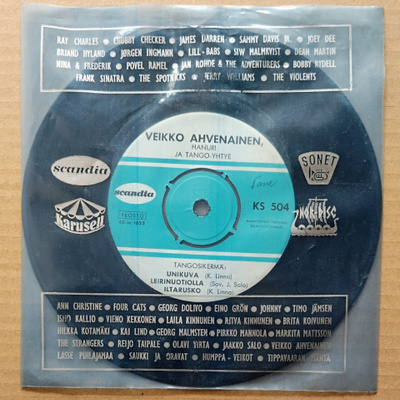VEIKKO AHVENAINEN: 2 Tangosikermää – Scandia 7” 1963, ei KK