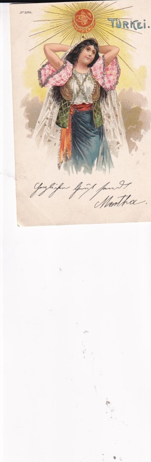 Nainen, Turkei, wanhakortti, kimalletta   b622