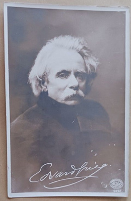 Edvard Grieg + pain. sign. - säveltäjä, pianisti, ei p.