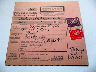 1932 Iitti virkapaketin postiennakko poliisille Pernajaan
