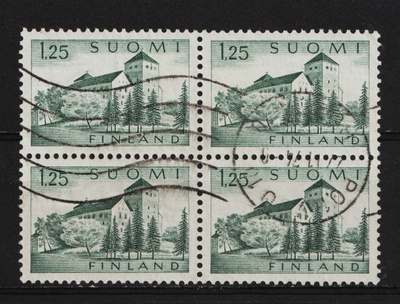 1963 1,25mk Turunlinna-yleismerkkineliö leimattuna