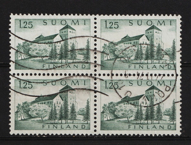 1963 1,25mk Turunlinna-yleismerkkineliö leimattuna
