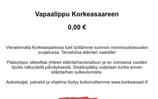 Korkeasaari pääsyliput 4 kpl