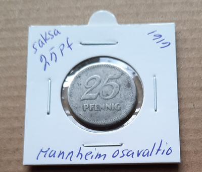 Saksa 25 pfennig, Mannheimin osavaltio, 1919