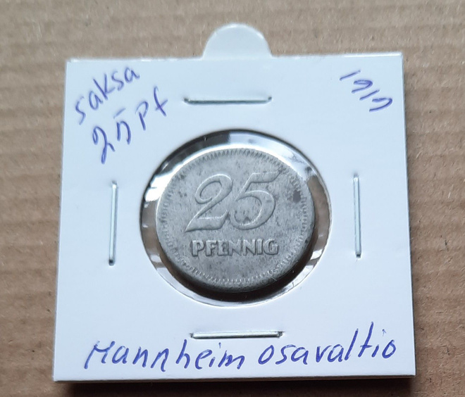 Saksa 25 pfennig, Mannheimin osavaltio, 1919