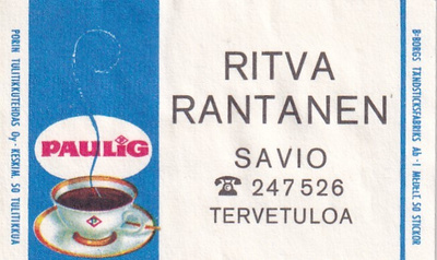 Savio. Ritva Rantanen , Paulig    8/3