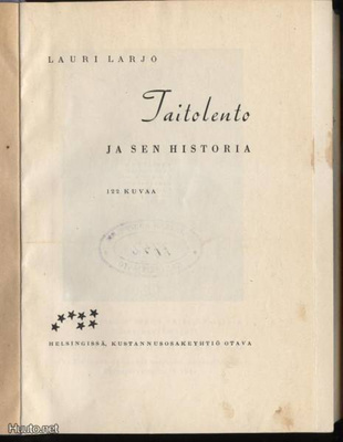 Lauri Larjo: Taitolento ja sen historia sid.1.p 1947