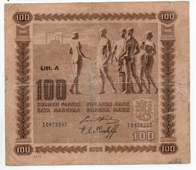 100 Markkaa 1922 Litt. A
