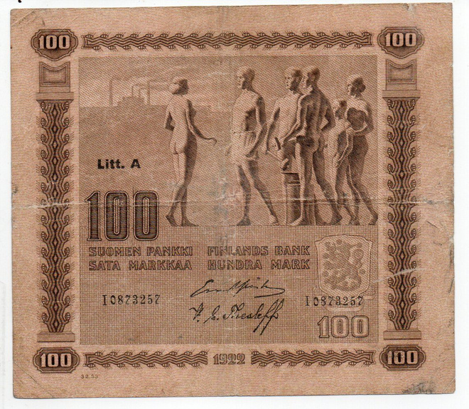 100 Markkaa 1922  Litt. A