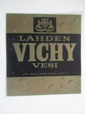 VANHA JUOMAETIKETTI - LAHDEN VICHY VESI  (K10-93)
