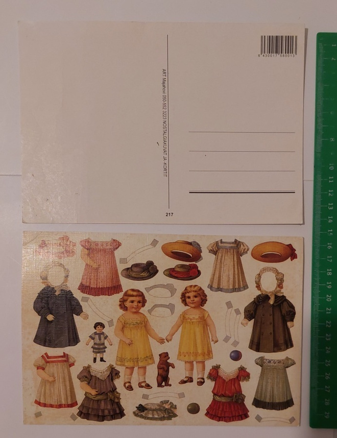27 ) iso postikortti vintage tyylinen paperinukke